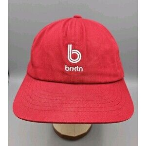 Brixton Supply Trade Mark Red Maroon Hat Embroidered Adjustable Dad Cap Brxtn